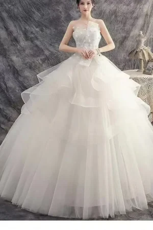 Customized Wedding Dress Lace Up Wedding Dresses Embroidery Ball Gowns Plus Size Strapless Dress Bride Vestido De Novia