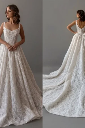 Customized Exquisite White Tulle Bridal Gowns Elegant Strapless Spaghetti Straps Wedding Dress Chapel Train Zipper Back Dress