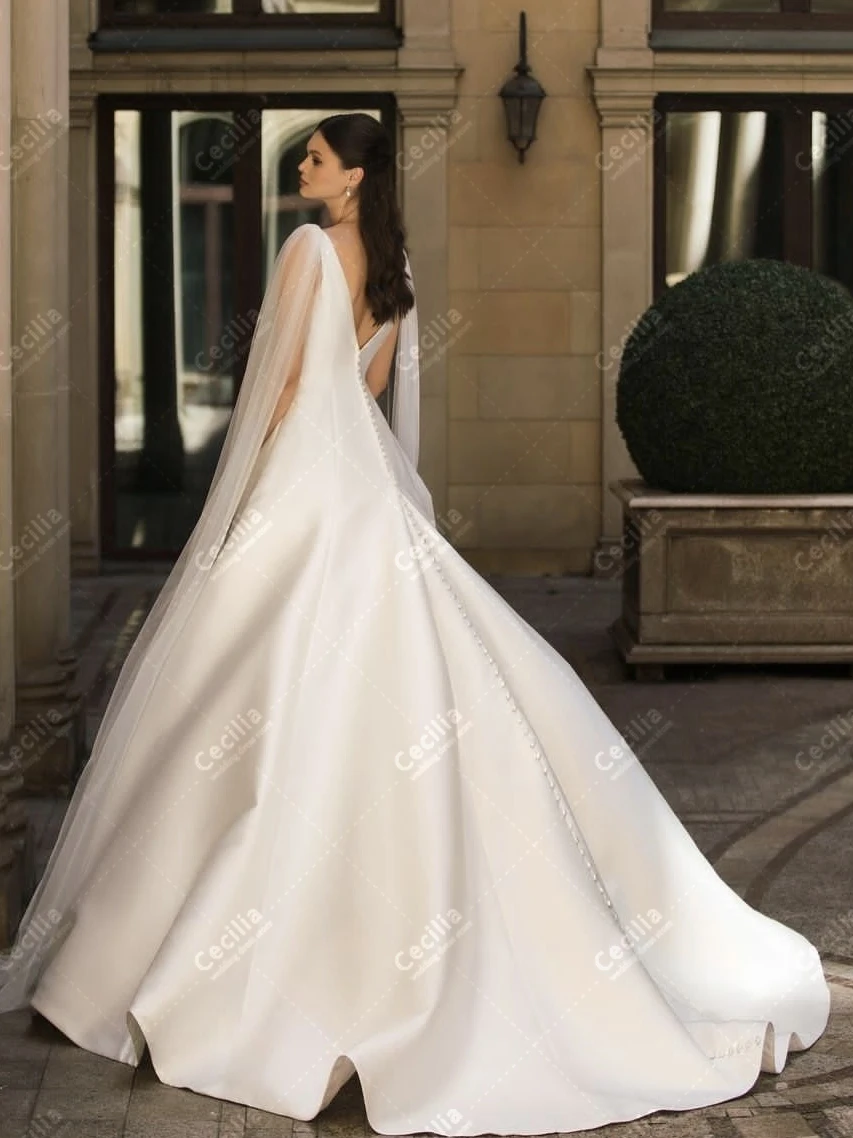 Luxury Wedding Dresses Satin Bridal Gowns Elegant Floor Length Robes For Formal Party Charming 2025 Vestidos De Novia Customized - Image 2