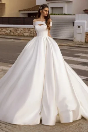 Customized Exquisite Off Shoulder Satin Wedding Dress Elegant Sweetheart Princess Bridal Gown Bride Gowns Vestido De Novia